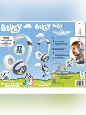 Bluey Kids Bluetooth & Corded Headphones — Blue